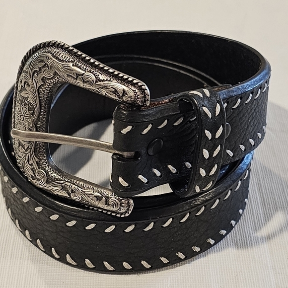 Mens ROPER black Western leather belt sz 34 - Picture 11 of 15